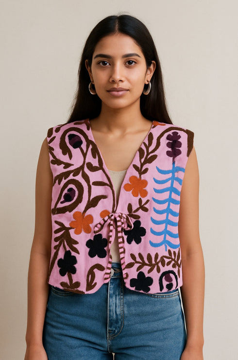 Cotton Sujani Art Embroidered Reversible Jacket